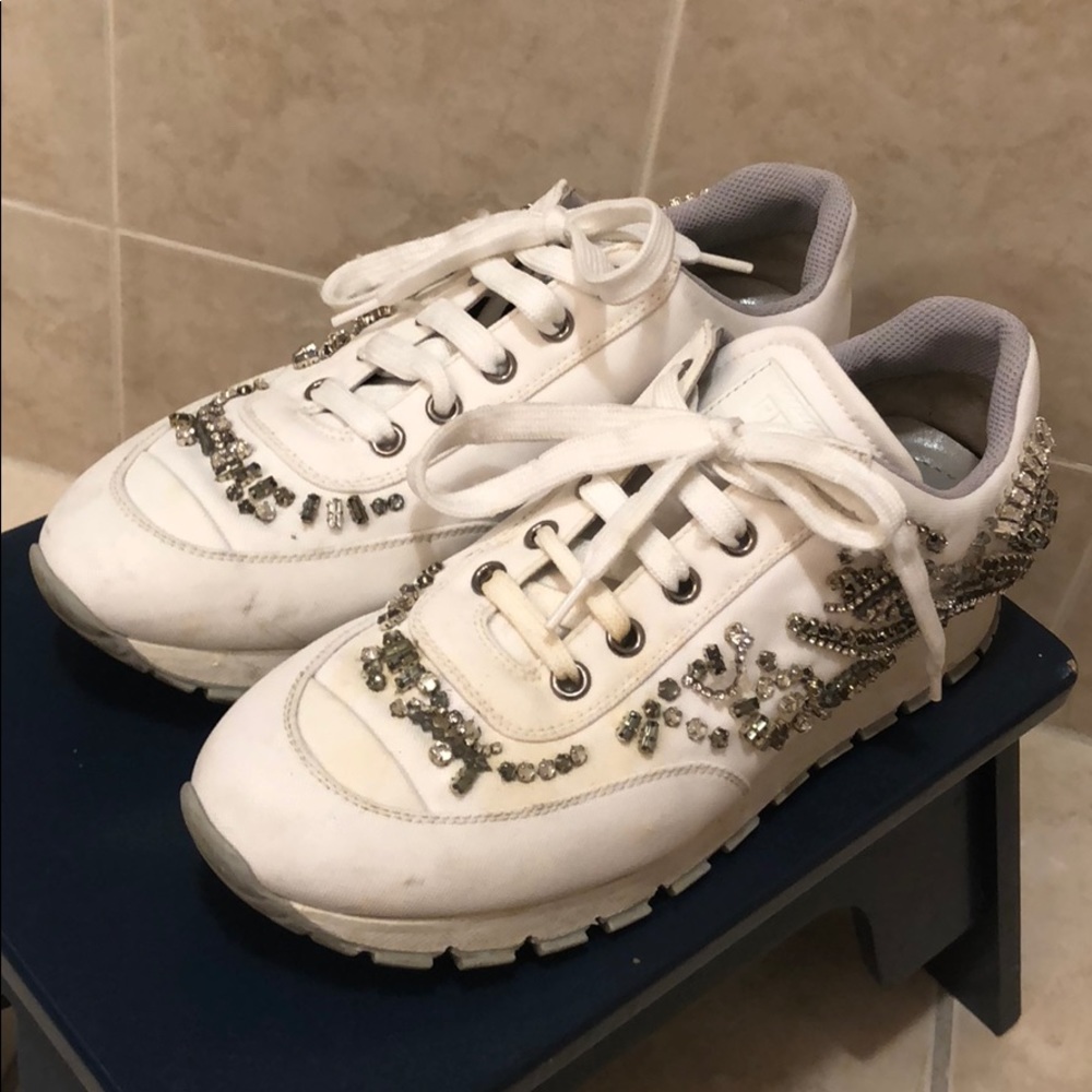 Prada women white sneakers size 37 - Picture 3 of 8